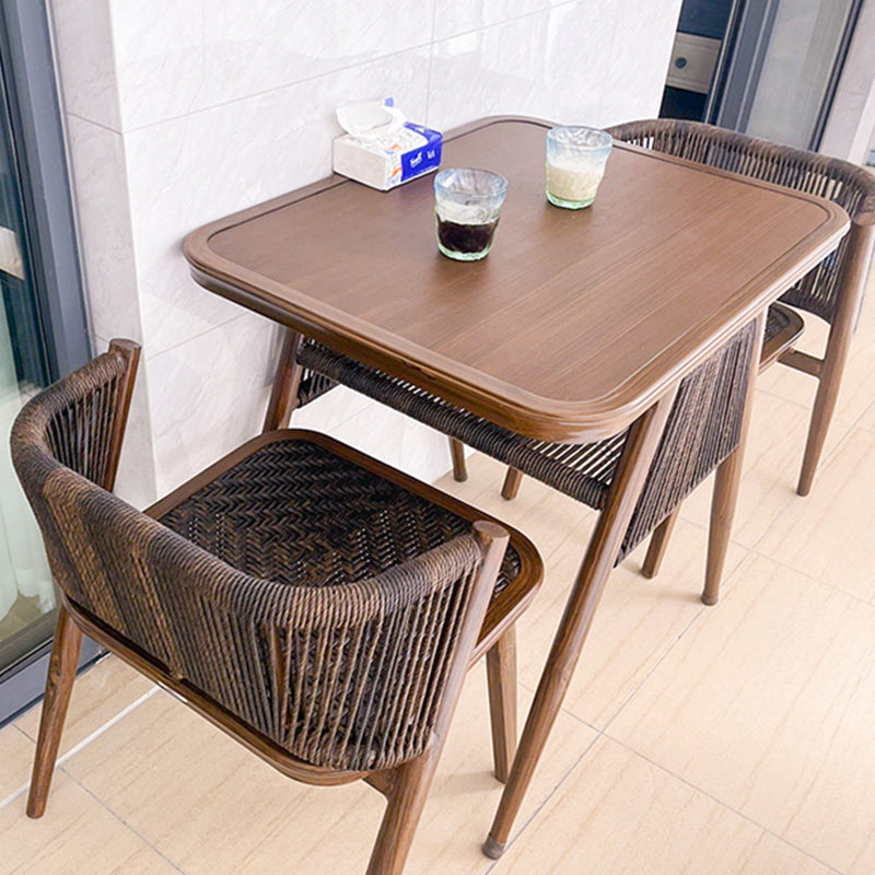 Modern Style Bistro Set 1/3 Pcs Wood Top Metal Base Bistro Set