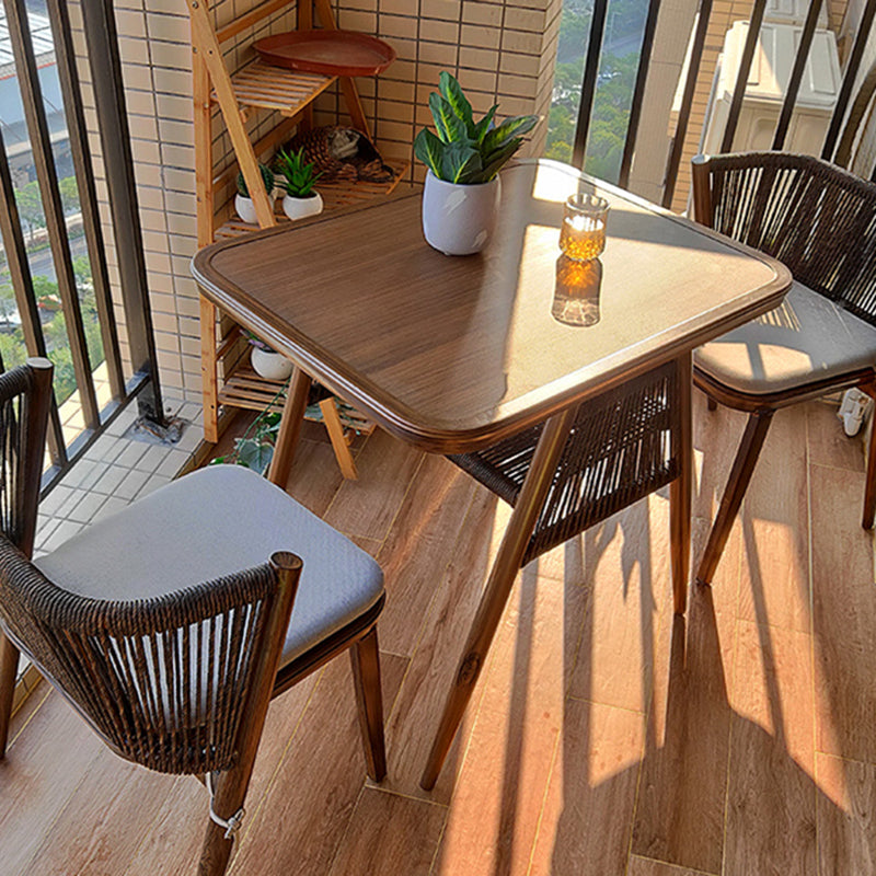 Modern Style Bistro Set 1/3 Pcs Wood Top Metal Base Bistro Set