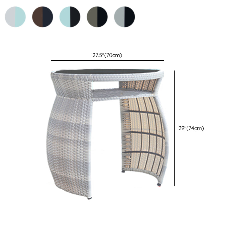 Boho Style Bistro Set 3 Pieces Round Glass Water Resistant Bistro Set