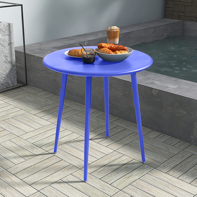 Modern Colorful Courtyard Table Circle Shape Iron Frame Outdoor Table