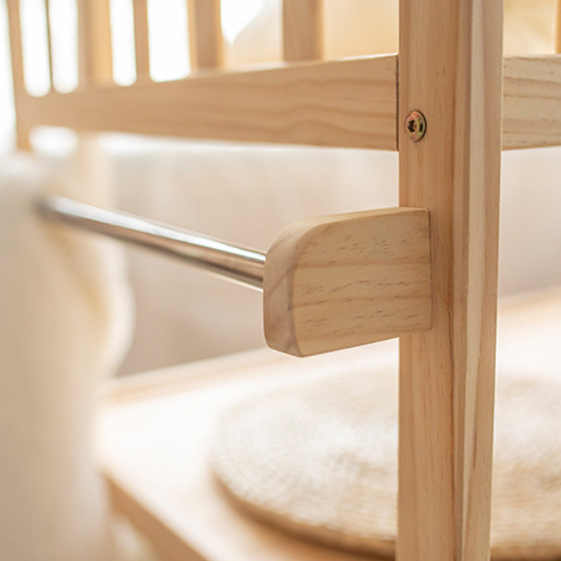 Wooden Brown Baby Crib Storage Modern Nursery Bed with Storage