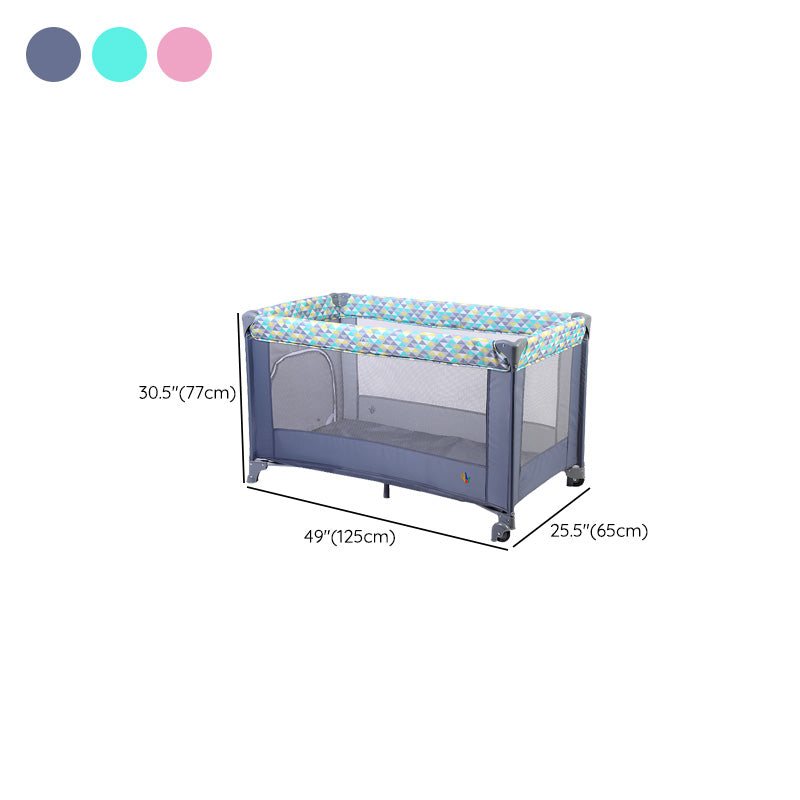 Modern Plastic Nursery Bed Color Matching Casters Crib with Adjustable Height