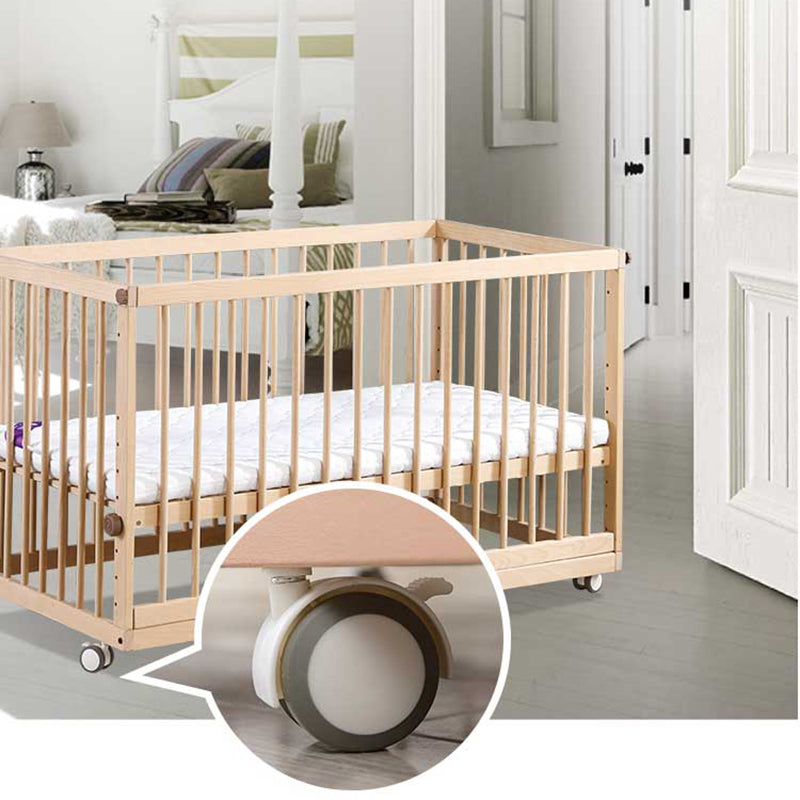 Wooden Pure Color Nursery Crib Scandinavian Crib with Storage