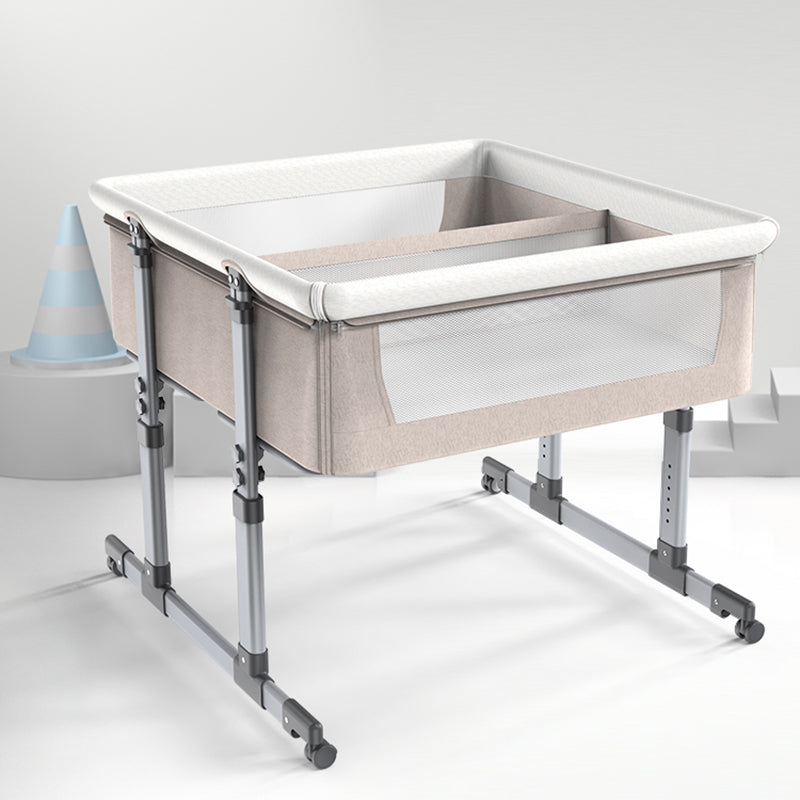 Modern Crib Cradle Silver Metal Base Crib Cradle with Playpen