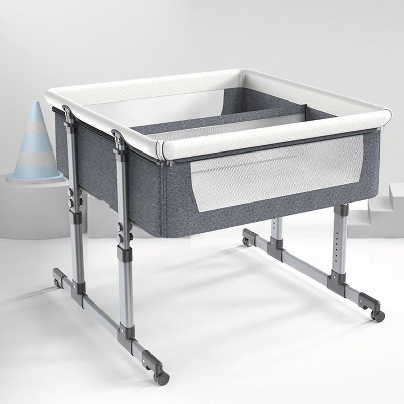 Modern Crib Cradle Silver Metal Base Crib Cradle with Playpen