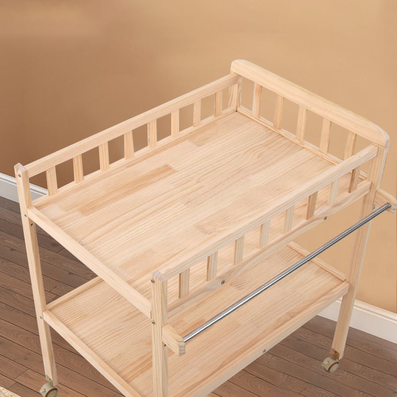 Wooden Shelf Changing Table Storage Flat Top Baby Changing Table with Pad