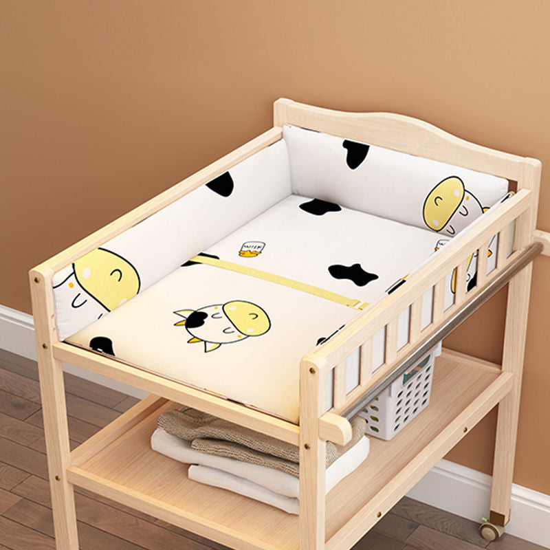 Wooden Shelf Changing Table Storage Flat Top Baby Changing Table with Pad