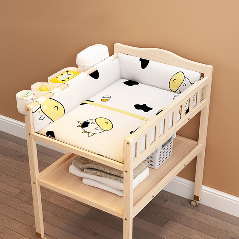 Wooden Shelf Changing Table Storage Flat Top Baby Changing Table with Pad