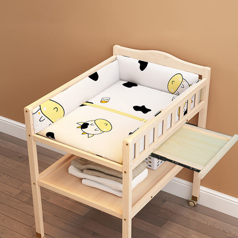 Wooden Shelf Changing Table Storage Flat Top Baby Changing Table with Pad