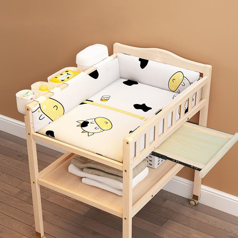 Wooden Shelf Changing Table Storage Flat Top Baby Changing Table with Pad