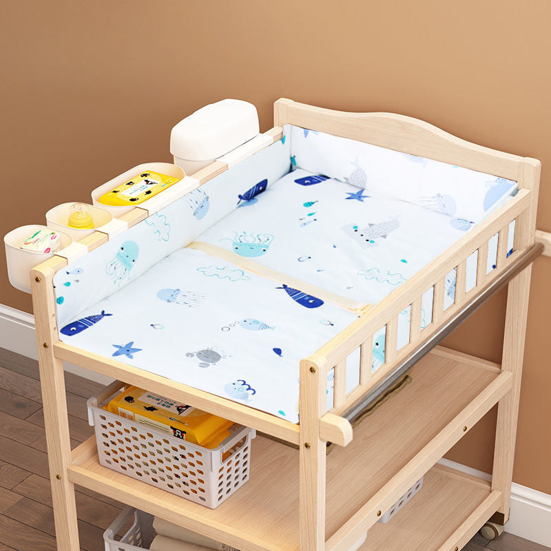 Wooden Shelf Changing Table Storage Flat Top Baby Changing Table with Pad