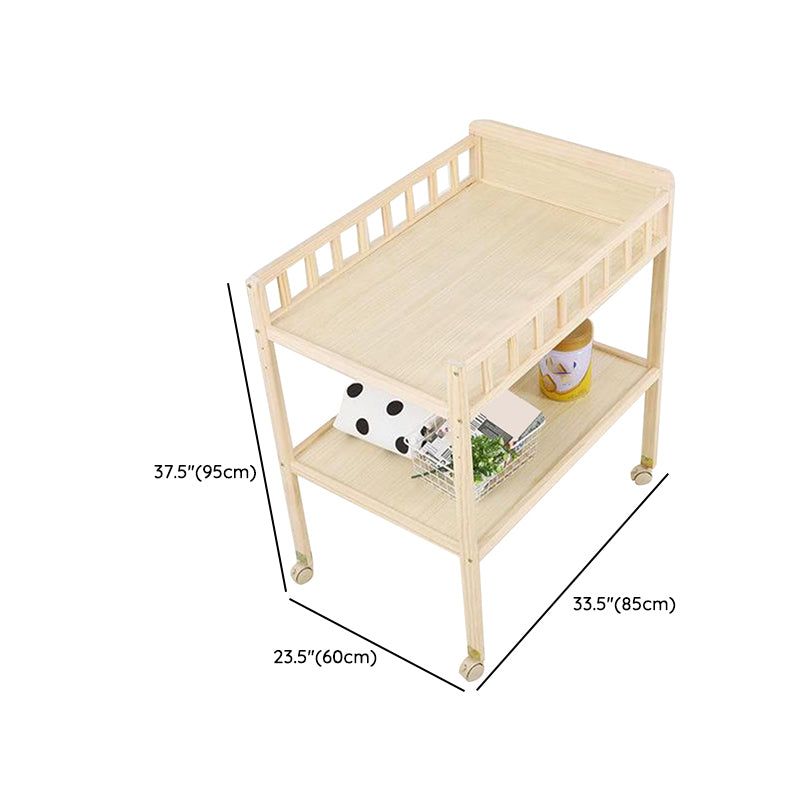 Wooden Shelf Changing Table Storage Flat Top Baby Changing Table with Pad
