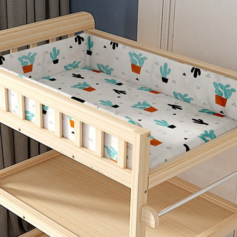 Wooden Shelf Baby Changing Table with Pad, Flat Top 2-in-1 Changing Table with Storage
