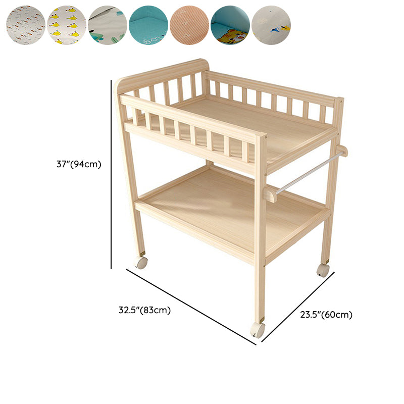 Wooden Shelf Baby Changing Table with Pad, Flat Top 2-in-1 Changing Table with Storage