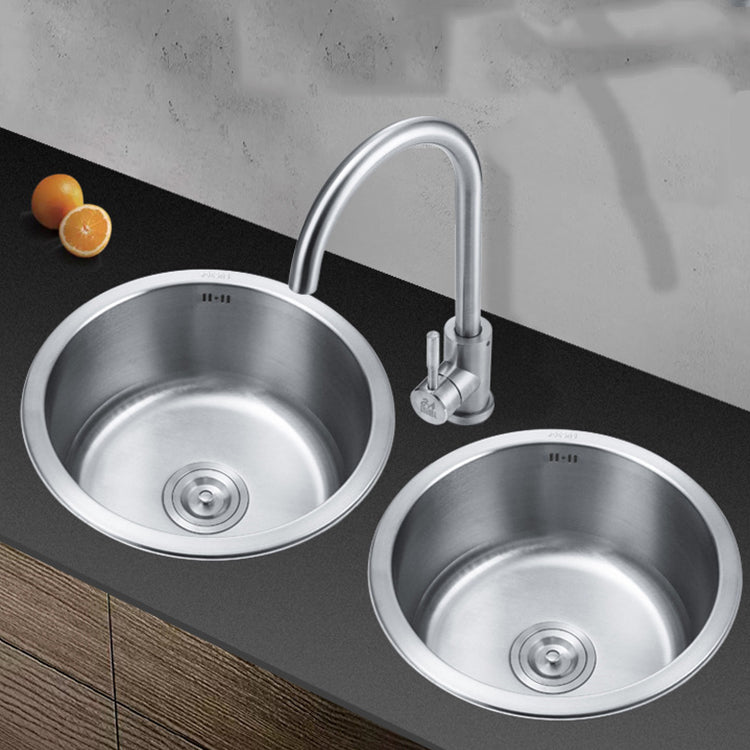 Round Single Bowl Kitchen Sink Stainless Steel Sink with Drain Strainer Kit