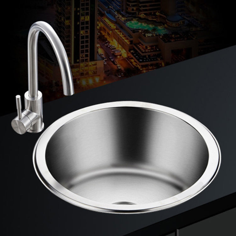 Round Single Bowl Kitchen Sink Stainless Steel Sink with Drain Strainer Kit