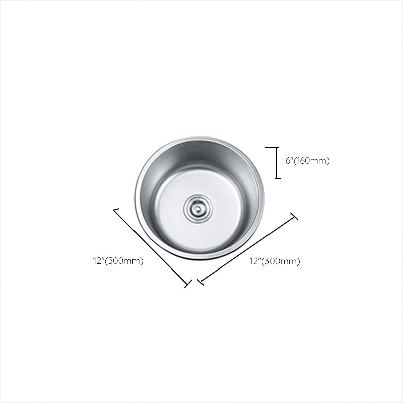 Round Single Bowl Kitchen Sink Stainless Steel Sink with Drain Strainer Kit