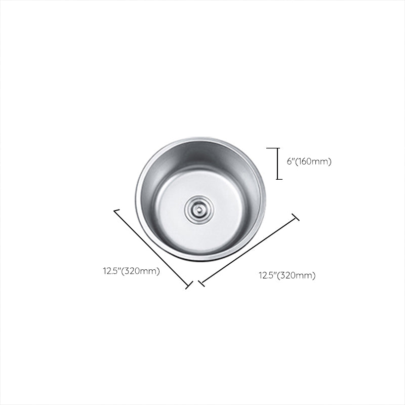 Round Single Bowl Kitchen Sink Stainless Steel Sink with Drain Strainer Kit