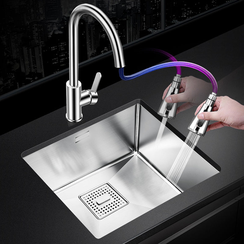 Rectangle Single Bowl Kitchen Sink Stainless Steel Sink with Drain Strainer Kit