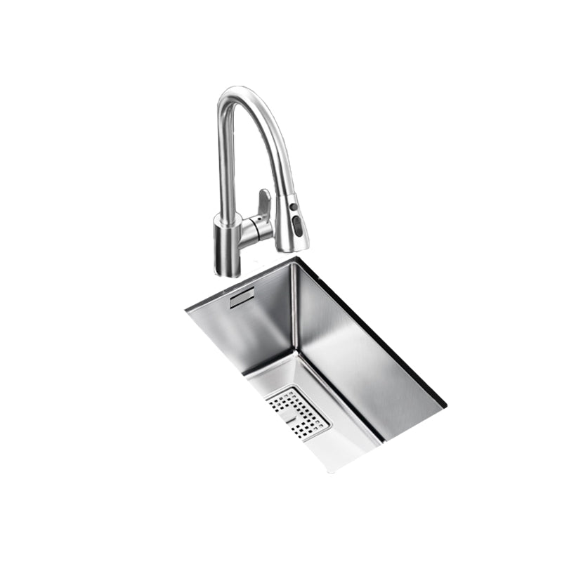 Rectangle Single Bowl Kitchen Sink Stainless Steel Sink with Drain Strainer Kit