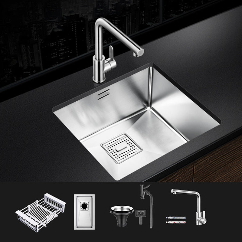 Rectangle Single Bowl Kitchen Sink Stainless Steel Sink with Drain Strainer Kit