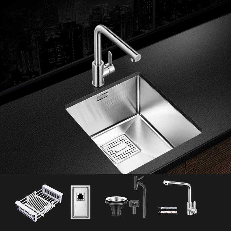 Rectangle Single Bowl Kitchen Sink Stainless Steel Sink with Drain Strainer Kit