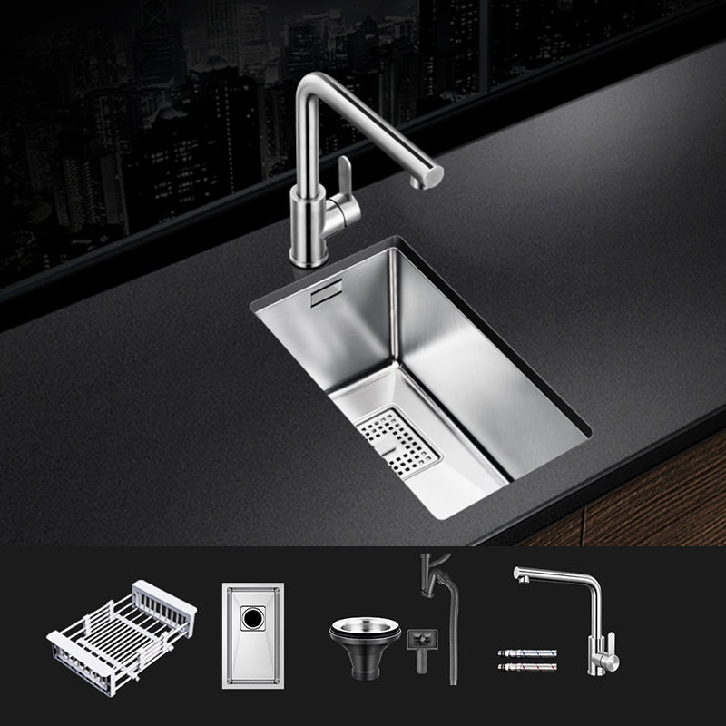 Rectangle Single Bowl Kitchen Sink Stainless Steel Sink with Drain Strainer Kit