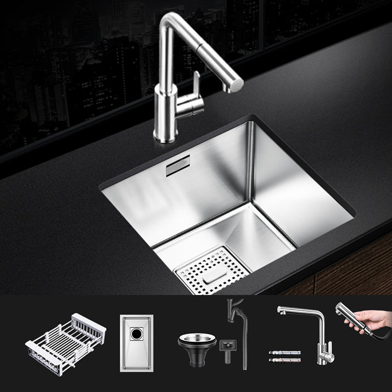 Rectangle Single Bowl Kitchen Sink Stainless Steel Sink with Drain Strainer Kit