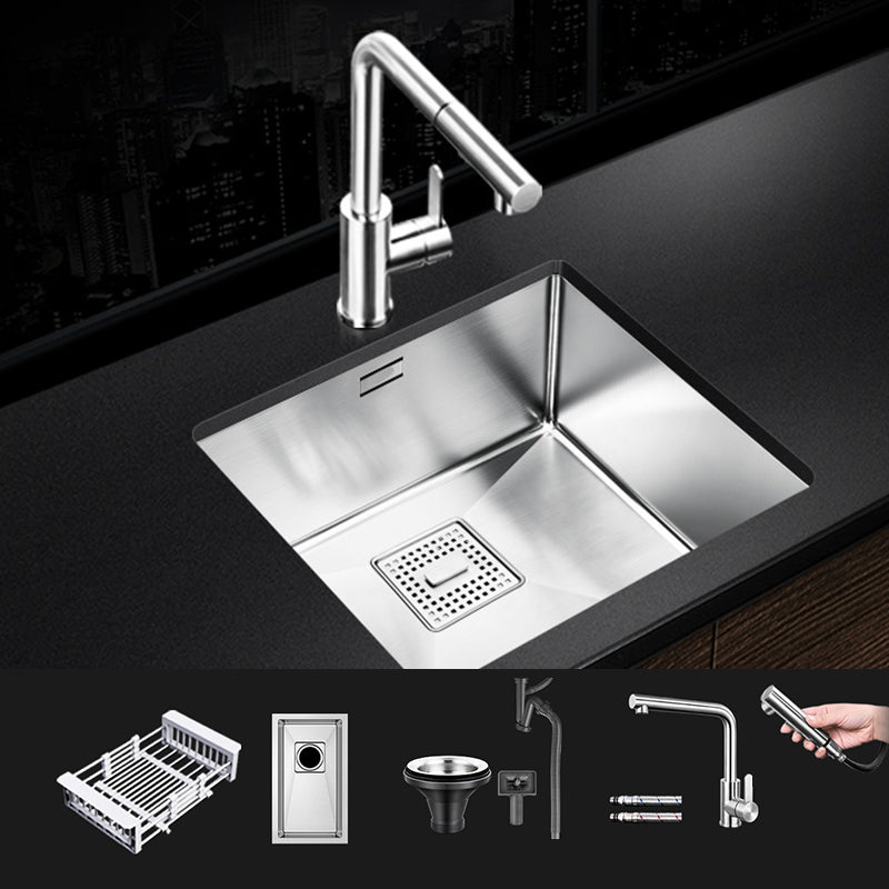 Rectangle Single Bowl Kitchen Sink Stainless Steel Sink with Drain Strainer Kit