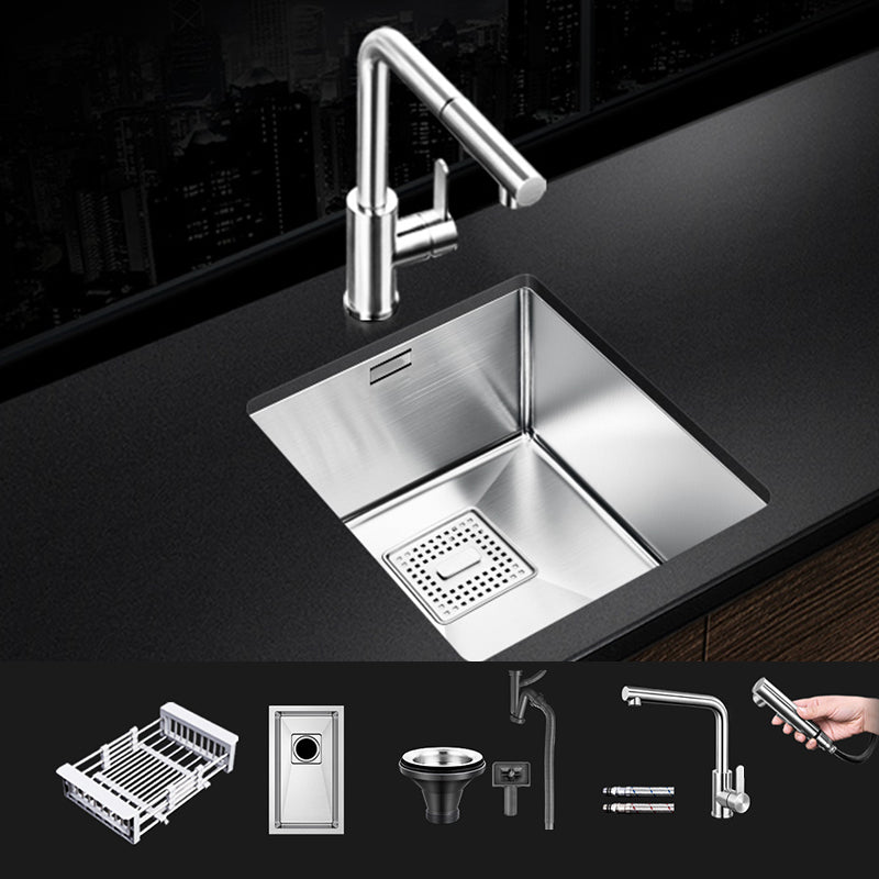 Rectangle Single Bowl Kitchen Sink Stainless Steel Sink with Drain Strainer Kit