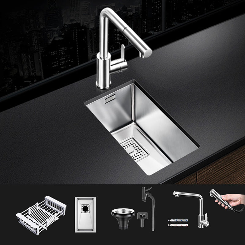 Rectangle Single Bowl Kitchen Sink Stainless Steel Sink with Drain Strainer Kit