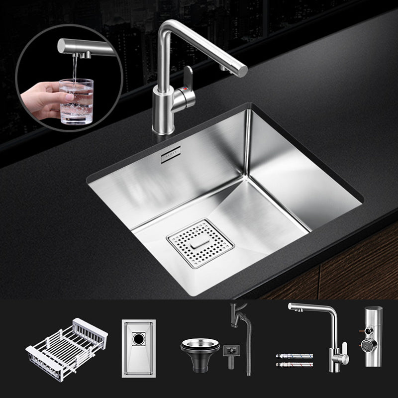 Rectangle Single Bowl Kitchen Sink Stainless Steel Sink with Drain Strainer Kit