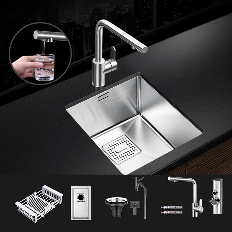 Rectangle Single Bowl Kitchen Sink Stainless Steel Sink with Drain Strainer Kit