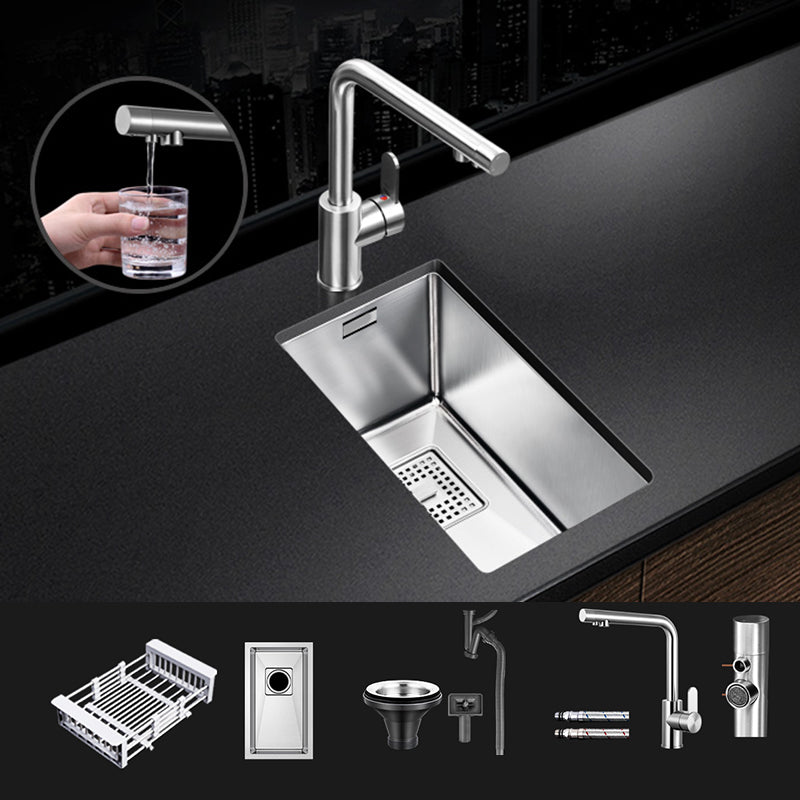 Rectangle Single Bowl Kitchen Sink Stainless Steel Sink with Drain Strainer Kit