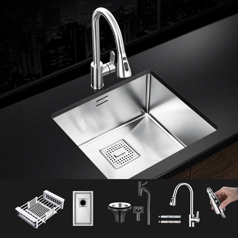 Rectangle Single Bowl Kitchen Sink Stainless Steel Sink with Drain Strainer Kit