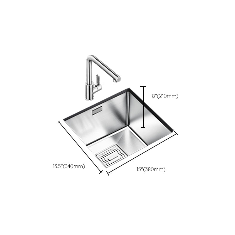 Rectangle Single Bowl Kitchen Sink Stainless Steel Sink with Drain Strainer Kit