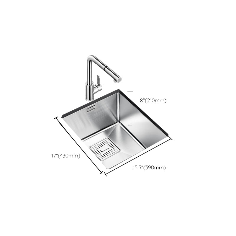 Rectangle Single Bowl Kitchen Sink Stainless Steel Sink with Drain Strainer Kit