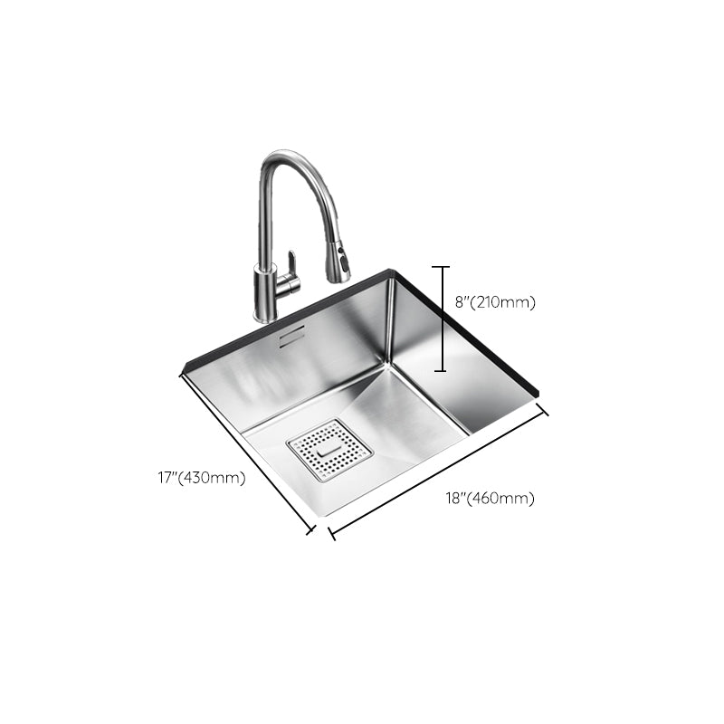 Rectangle Single Bowl Kitchen Sink Stainless Steel Sink with Drain Strainer Kit