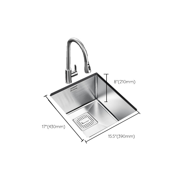 Rectangle Single Bowl Kitchen Sink Stainless Steel Sink with Drain Strainer Kit