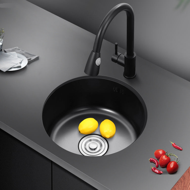 Single Bowl Kitchen Sink Round Stainless Steel Sink with Drain Strainer Kit