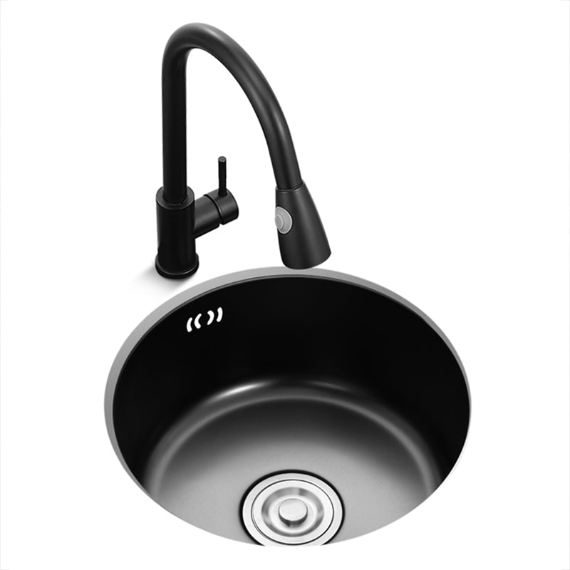 Single Bowl Kitchen Sink Round Stainless Steel Sink with Drain Strainer Kit