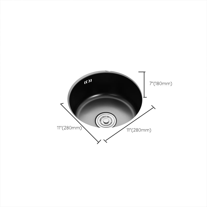 Single Bowl Kitchen Sink Round Stainless Steel Sink with Drain Strainer Kit