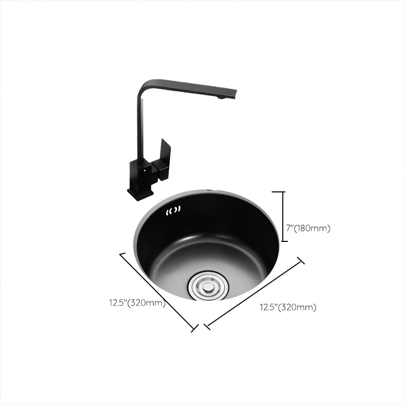 Single Bowl Kitchen Sink Round Stainless Steel Sink with Drain Strainer Kit