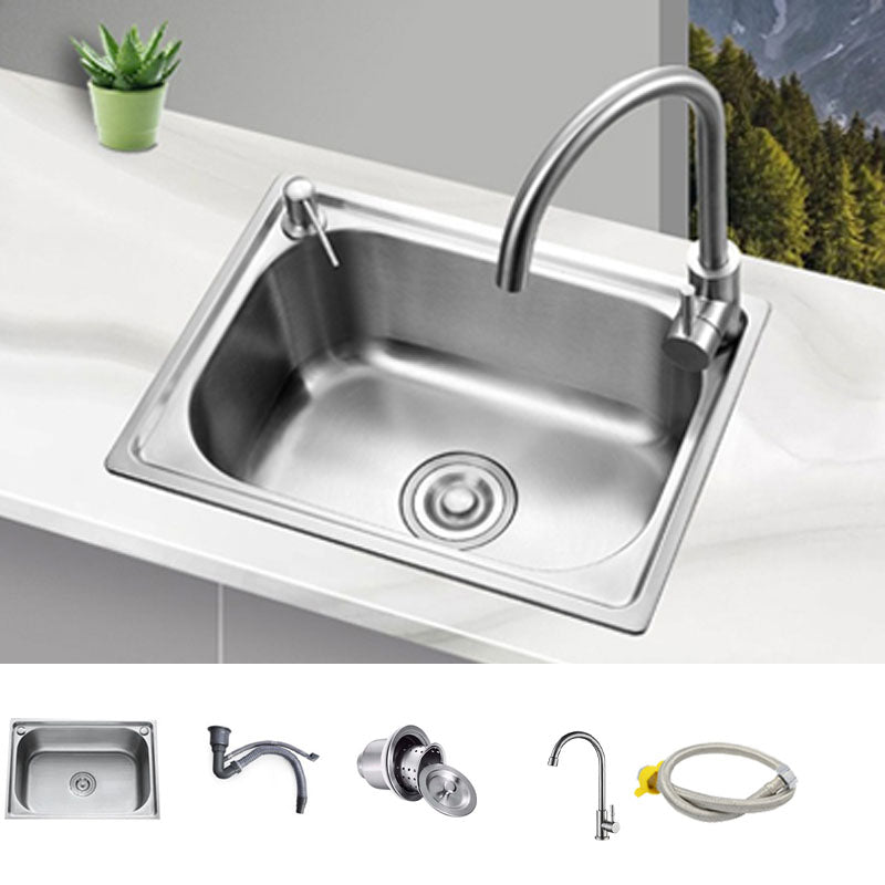 Drop-In Kitchen Sink Soundproof Design Stainless Steel Kitchen Sink with Faucet