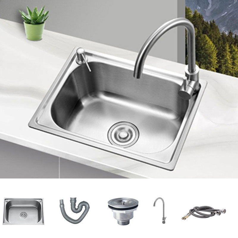 Drop-In Kitchen Sink Soundproof Design Stainless Steel Kitchen Sink with Faucet