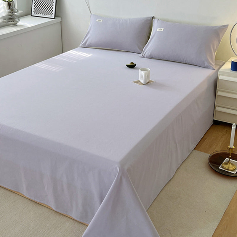 Elegant Fitted Sheet Cotton Solid Color Bed Sheet Set for Bedroom