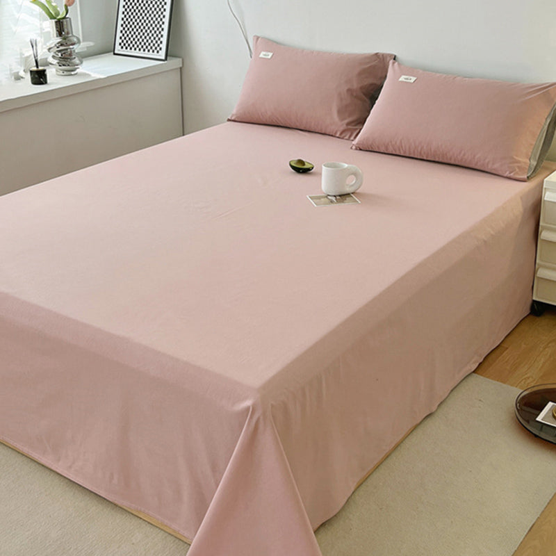 Elegant Fitted Sheet Cotton Solid Color Bed Sheet Set for Bedroom