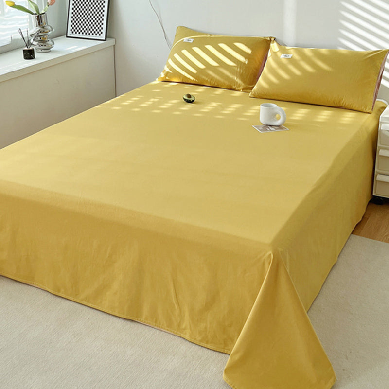 Elegant Fitted Sheet Cotton Solid Color Bed Sheet Set for Bedroom