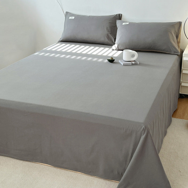 Elegant Fitted Sheet Cotton Solid Color Bed Sheet Set for Bedroom