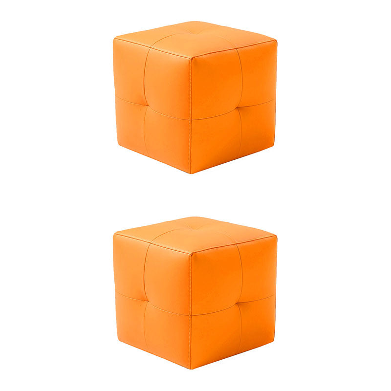 Modern Square Footstools Genuine Leather Foot Stool , 16.38" H